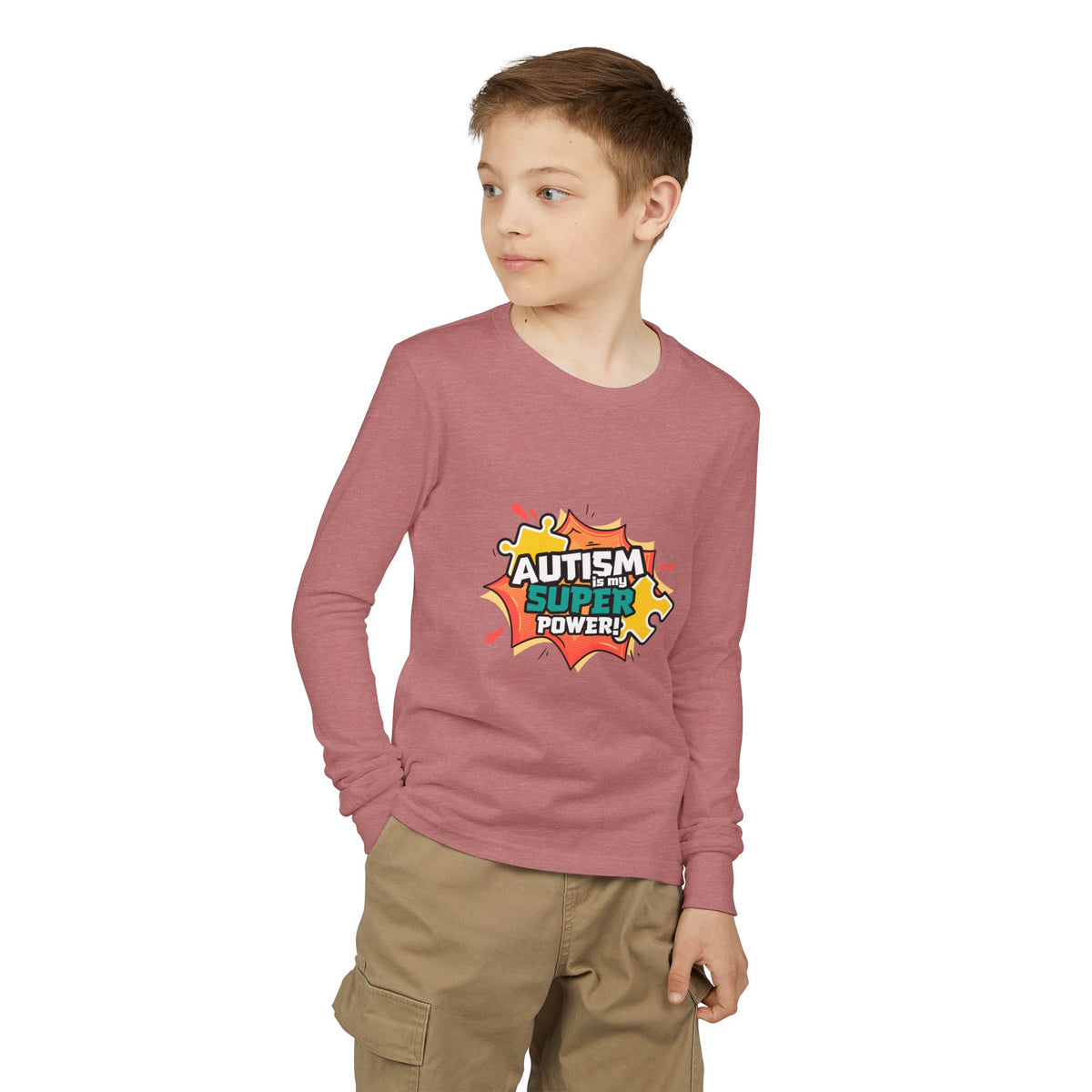 Autism Super Power Youth Long Sleeve Tee