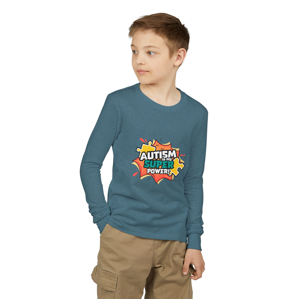Autism Super Power Youth Long Sleeve Tee