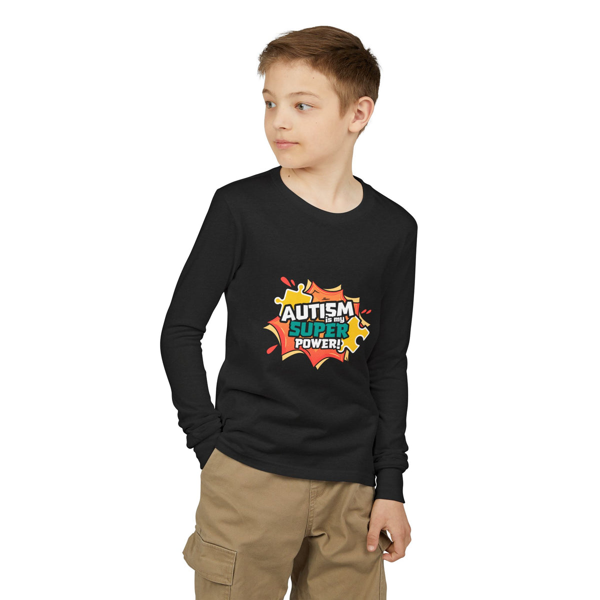 Autism Super Power Youth Long Sleeve Tee