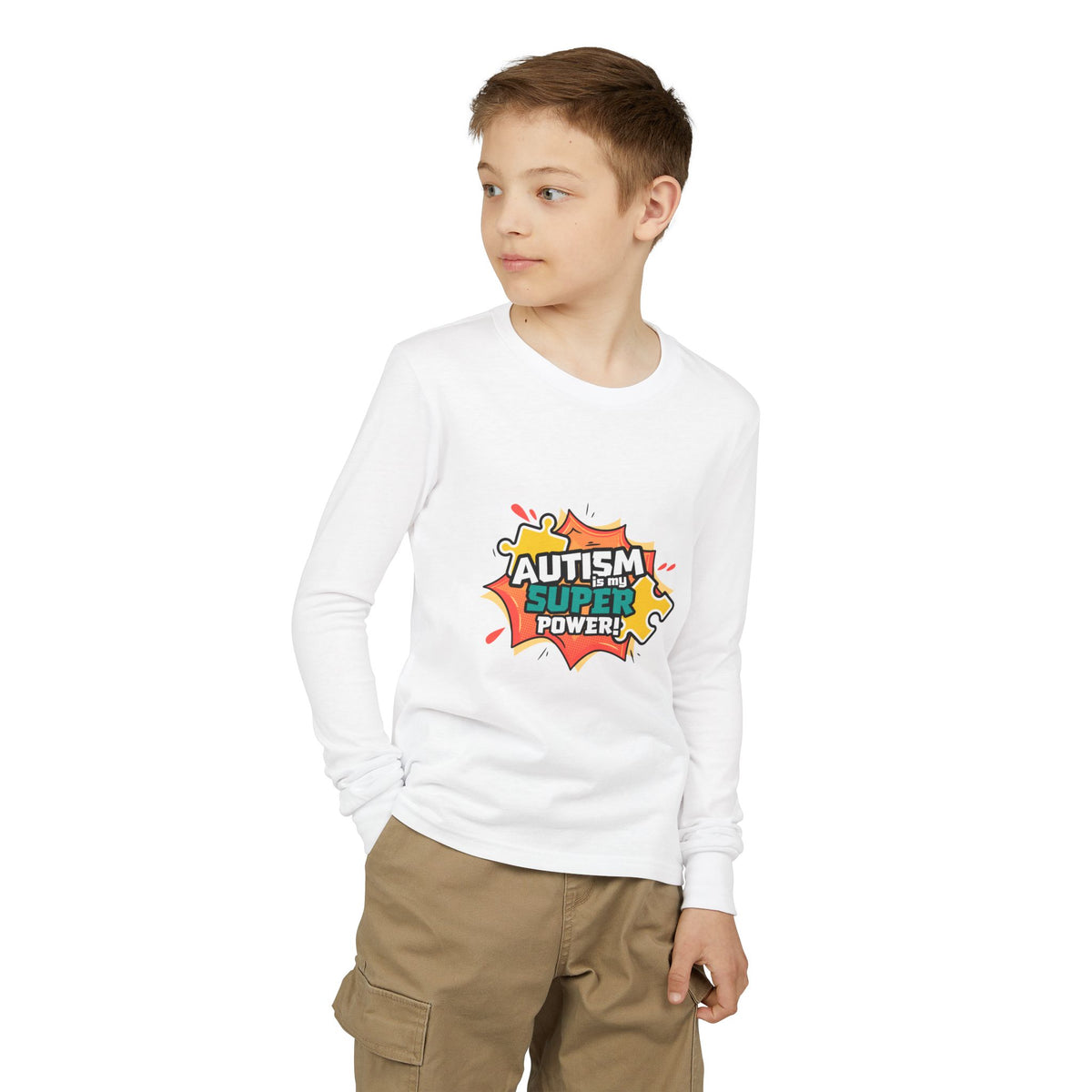 Autism Super Power Youth Long Sleeve Tee