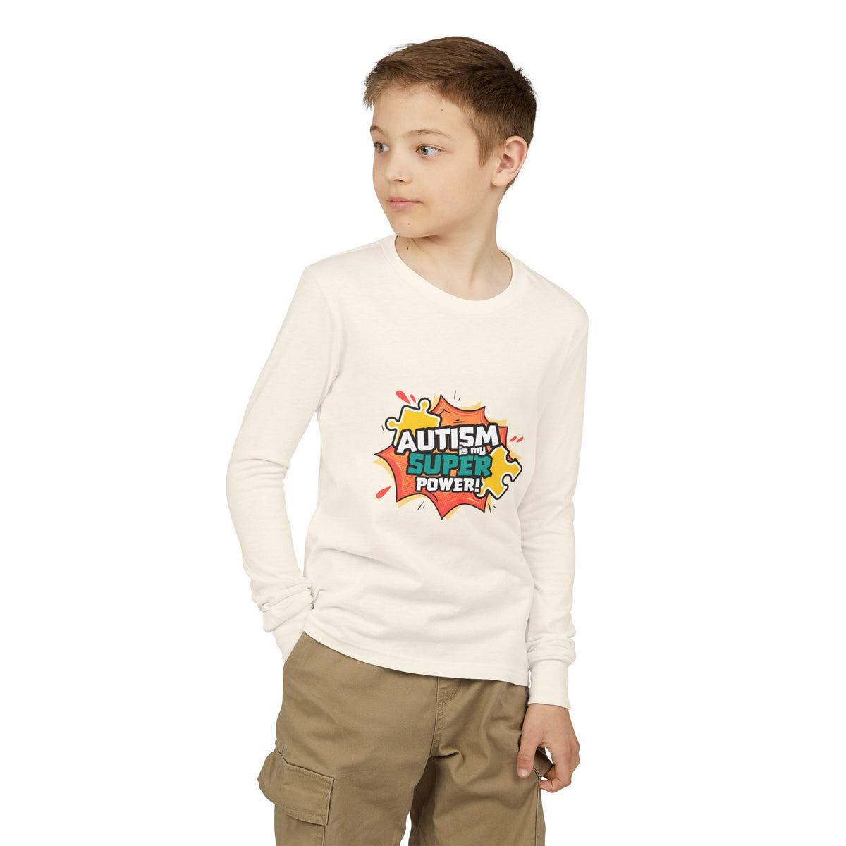 Autism Super Power Youth Long Sleeve Tee