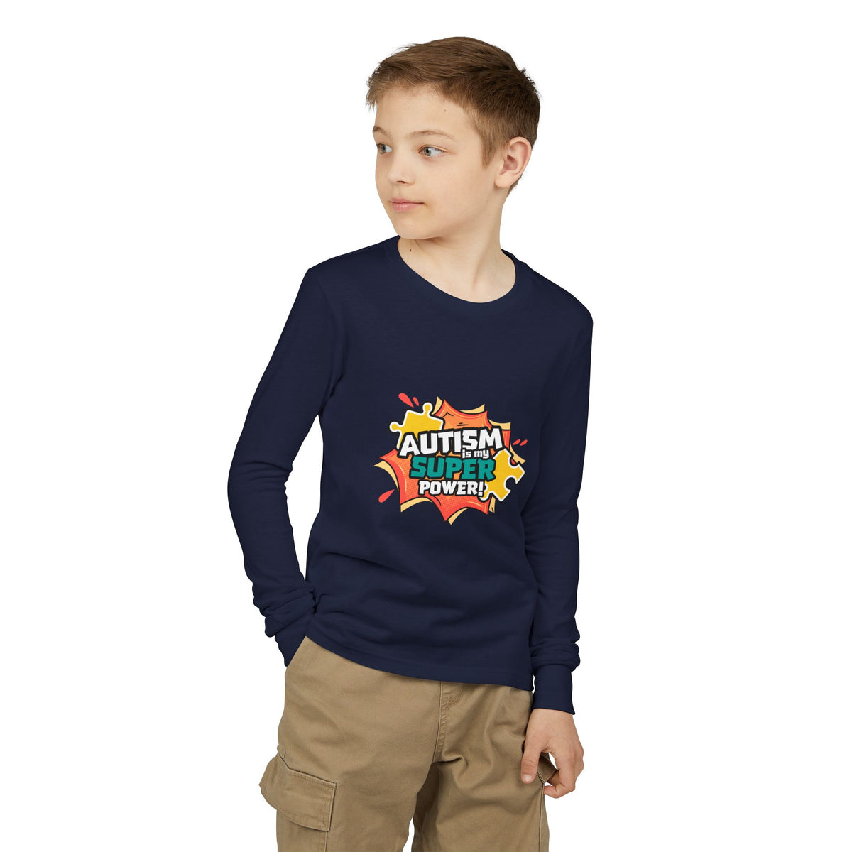 Autism Super Power Youth Long Sleeve Tee
