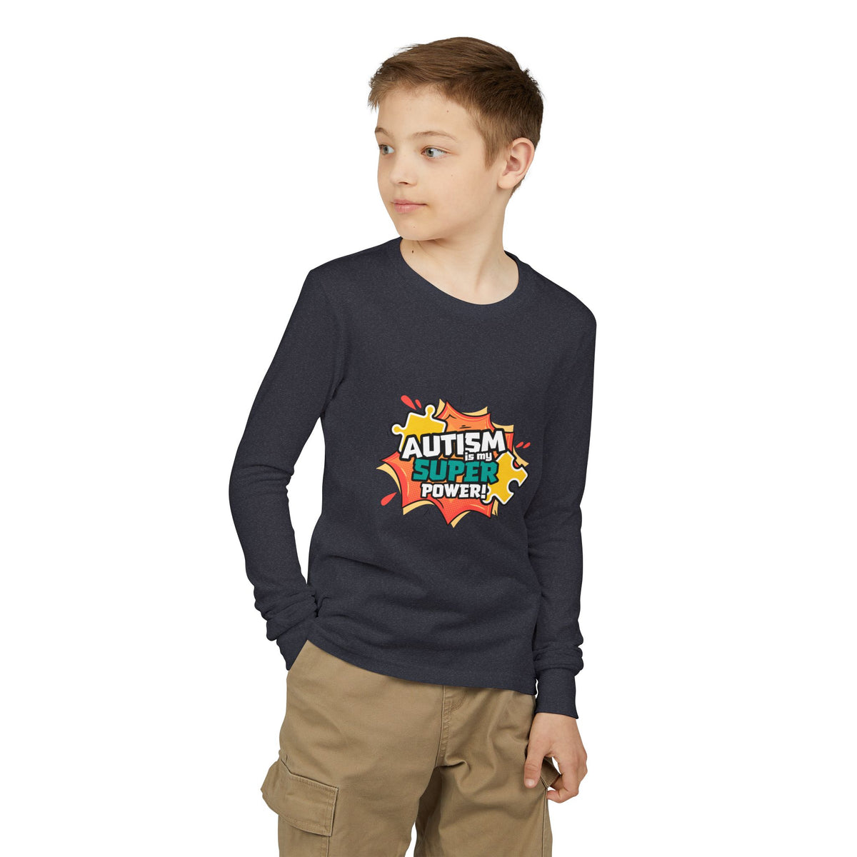 Autism Super Power Youth Long Sleeve Tee