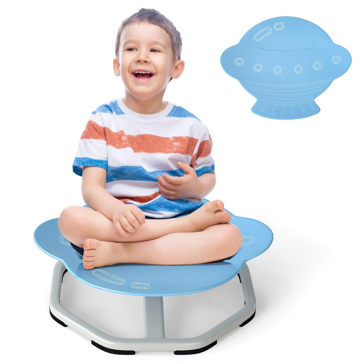 Kids Sensory Swivel Chair – 360° Spin, Metal Base