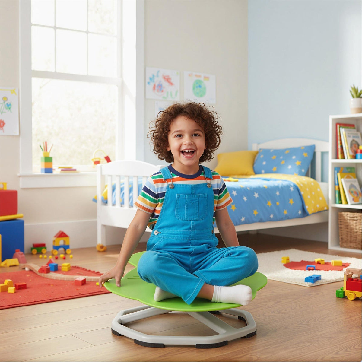 Kids Sensory Swivel Chair – 360° Spin, Metal Base