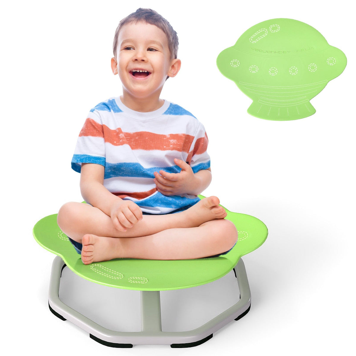 Kids Sensory Swivel Chair – 360° Spin, Metal Base